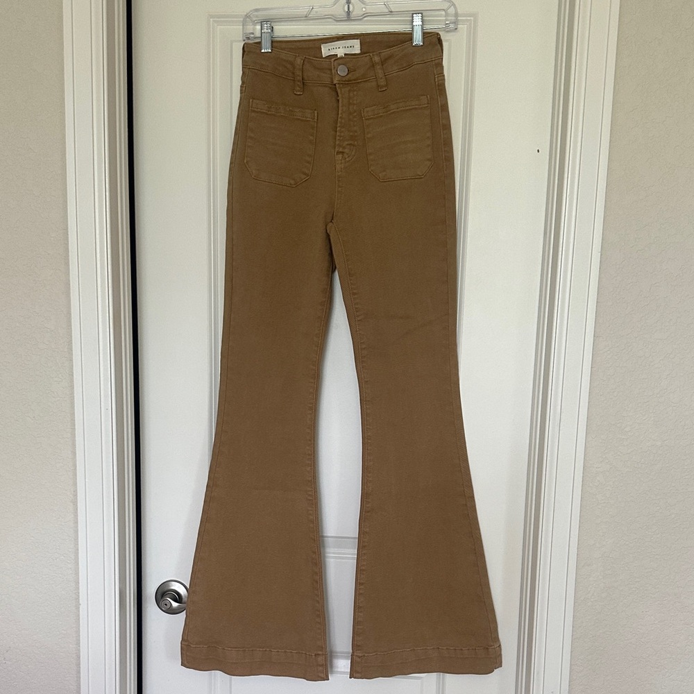 Chic Tan Wide Leg Jeans